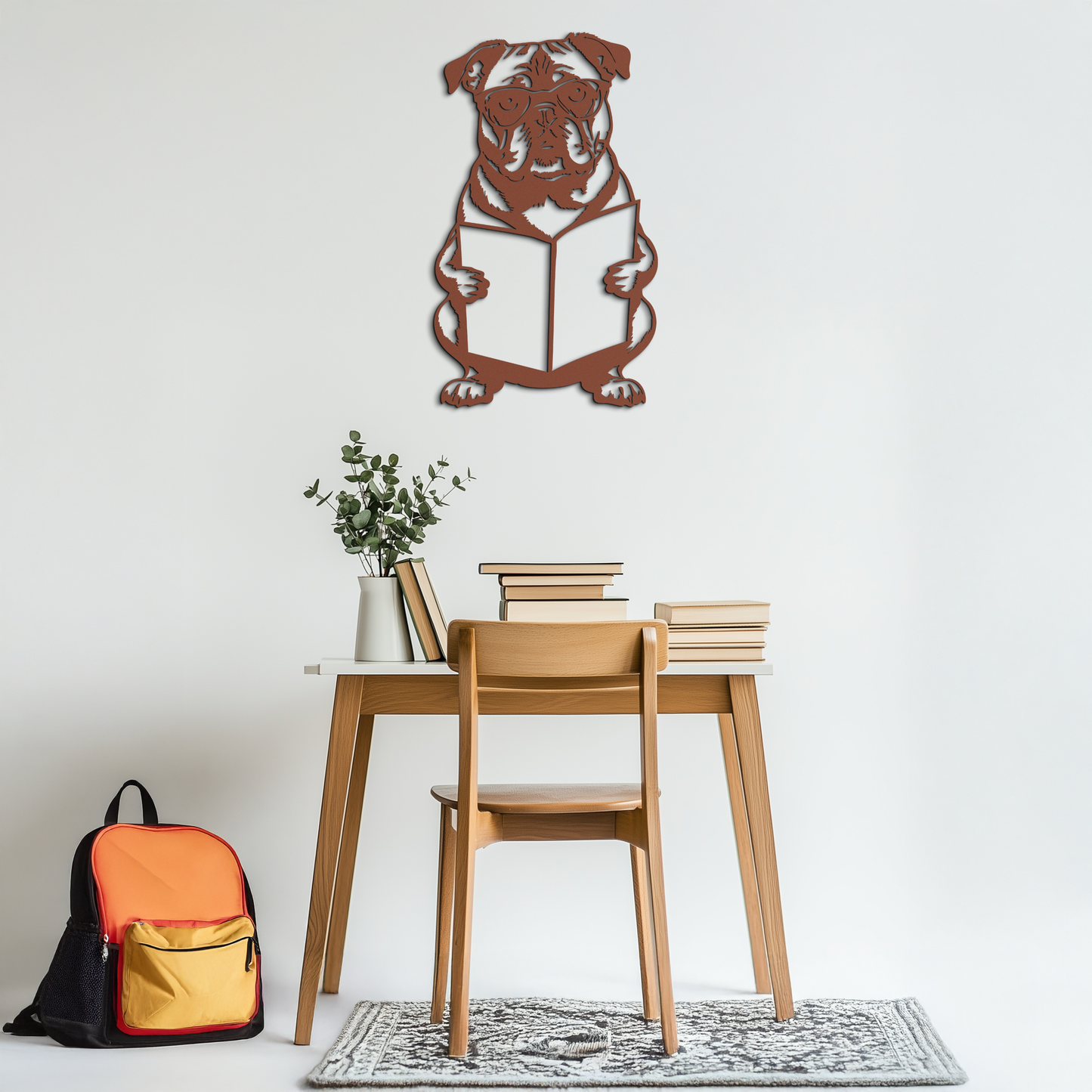 Reading Dog Silhouette Metal Wall Art – Black Steel Whimsical Pet Lover Decor- KAF491 - Tampa Home & Garden Store