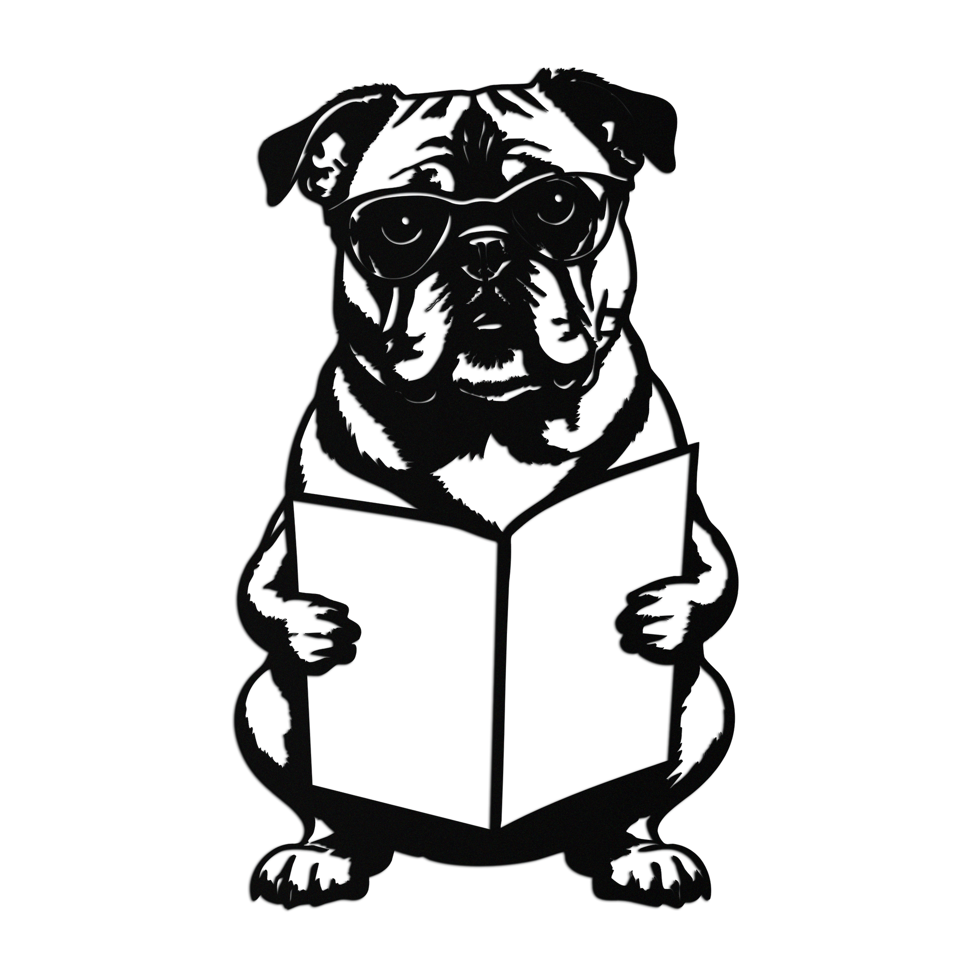Reading Dog Silhouette Metal Wall Art – Black Steel Whimsical Pet Lover Decor- KAF491 - Tampa Home & Garden Store