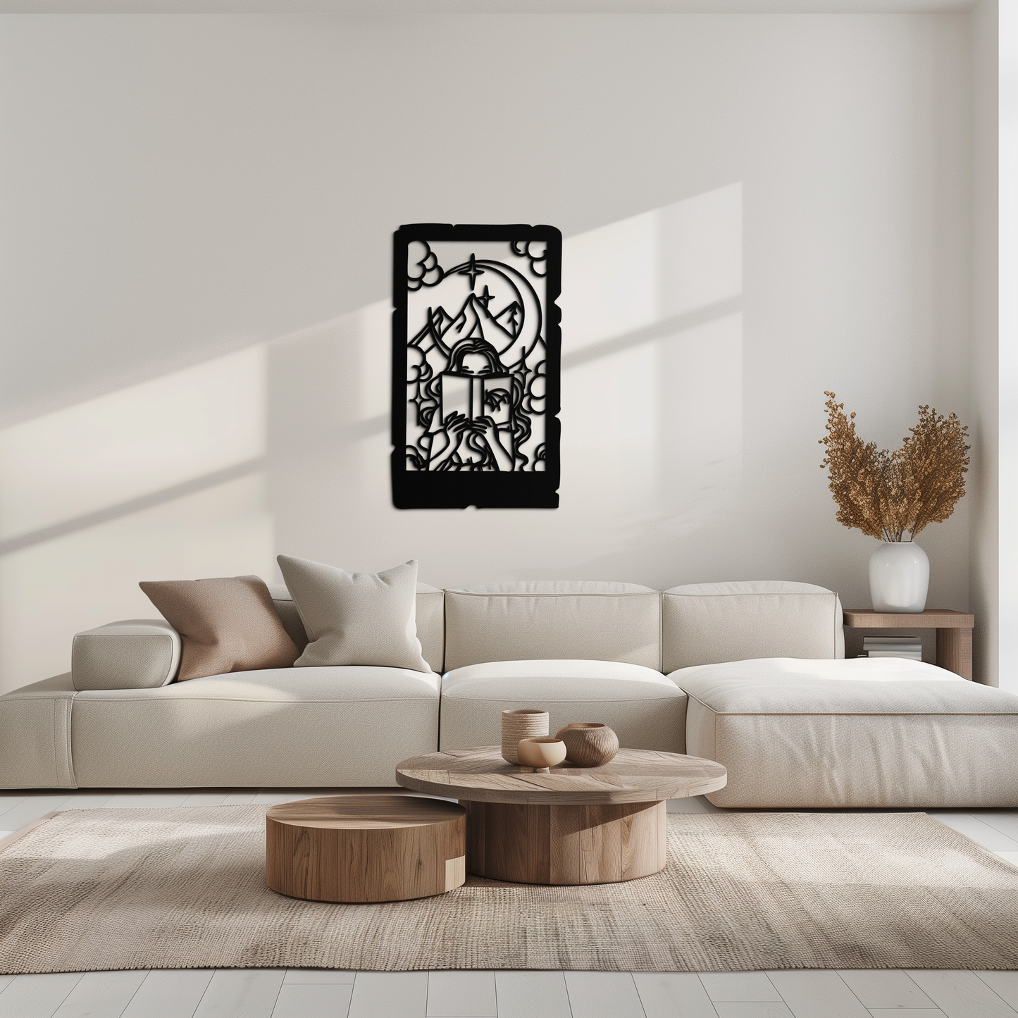 Reading Lady Metal Wall Art – Book Lover Silhouette with Moon and Mountains-KAF616 - Tampa Home & Garden Store