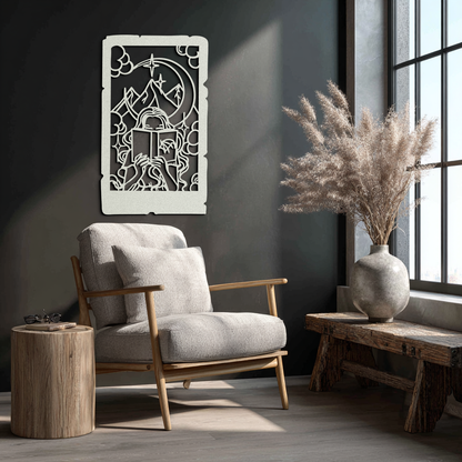 Reading Lady Metal Wall Art – Book Lover Silhouette with Moon and Mountains-KAF616 - Tampa Home & Garden Store
