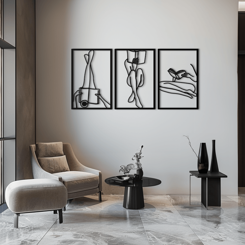 Reading Woman Metal Wall Art - Modern Minimalist Steel Wall Decor - KAF026 - Tampa Home & Garden Store