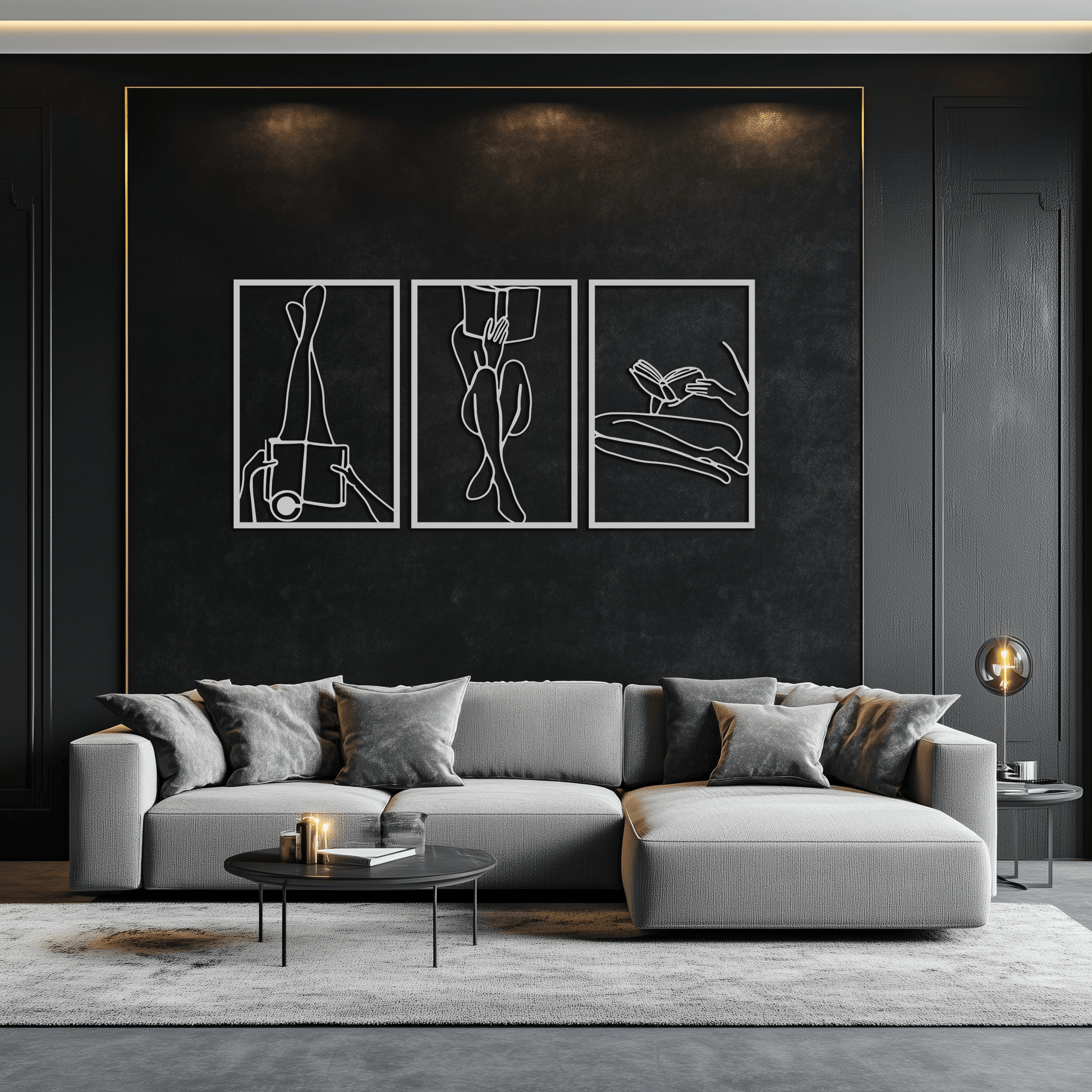 Reading Woman Metal Wall Art - Modern Minimalist Steel Wall Decor - KAF026 - Tampa Home & Garden Store