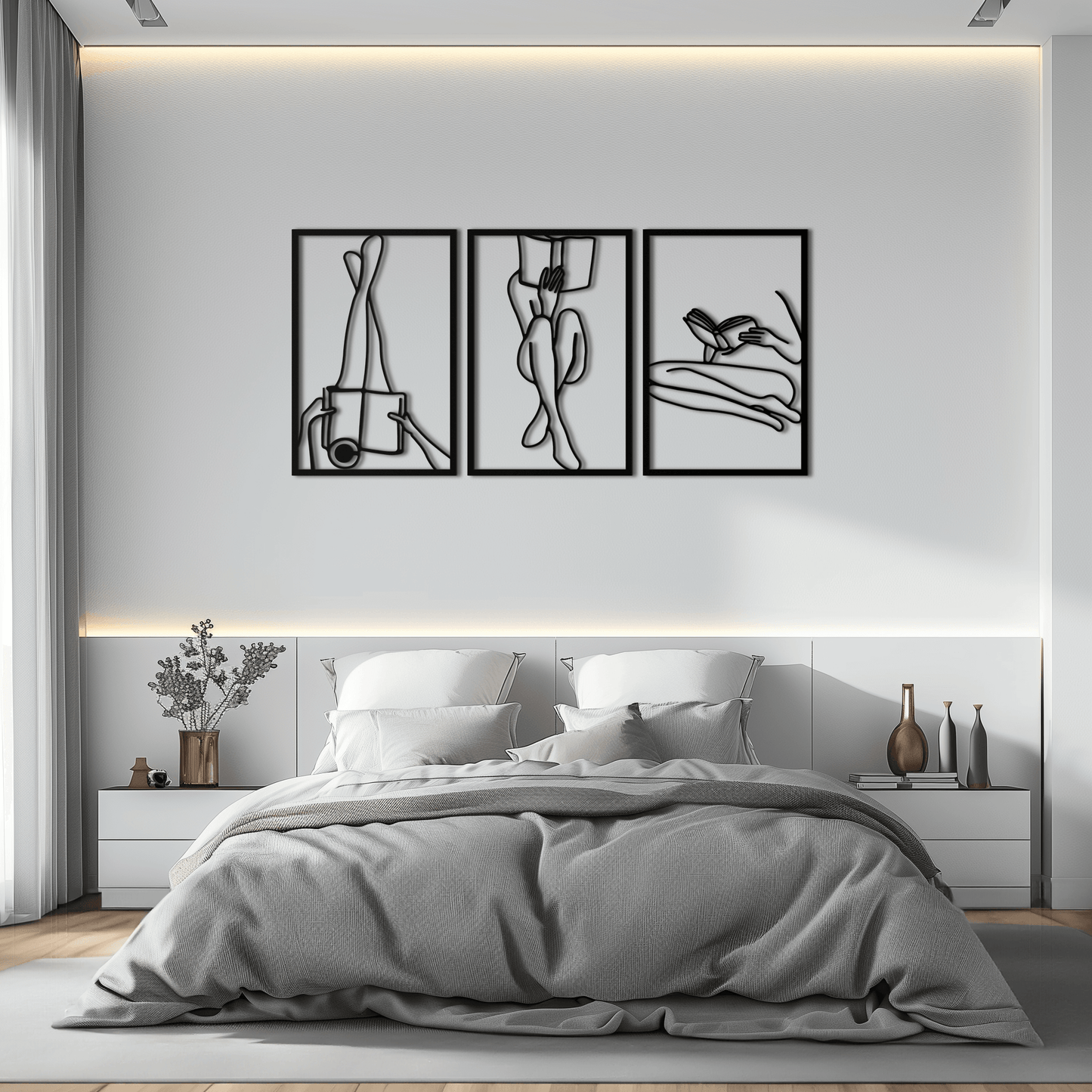 Reading Woman Metal Wall Art - Modern Minimalist Steel Wall Decor - KAF026 - Tampa Home & Garden Store