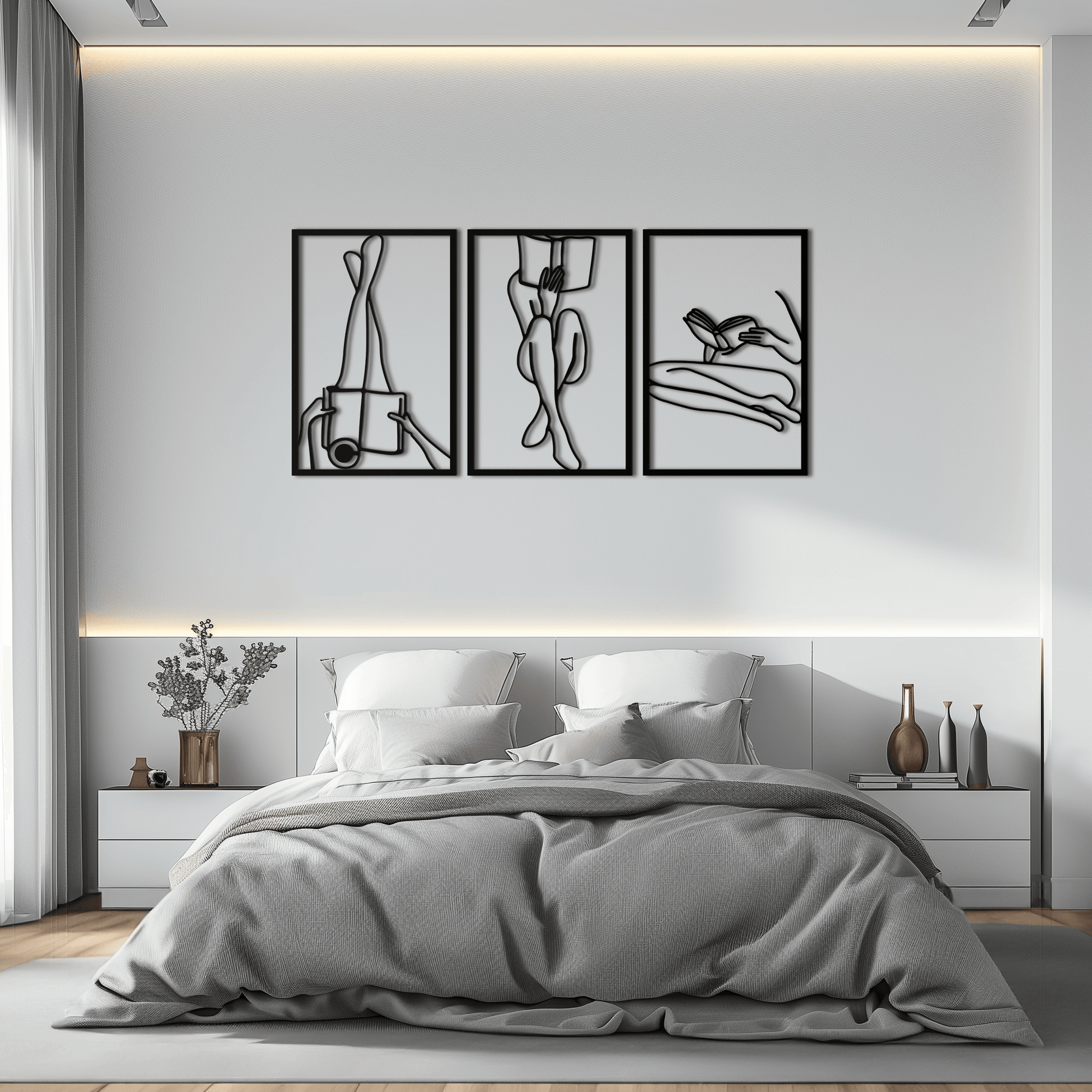 Reading Woman Metal Wall Art - Modern Minimalist Steel Wall Decor - KAF026 - Tampa Home & Garden Store