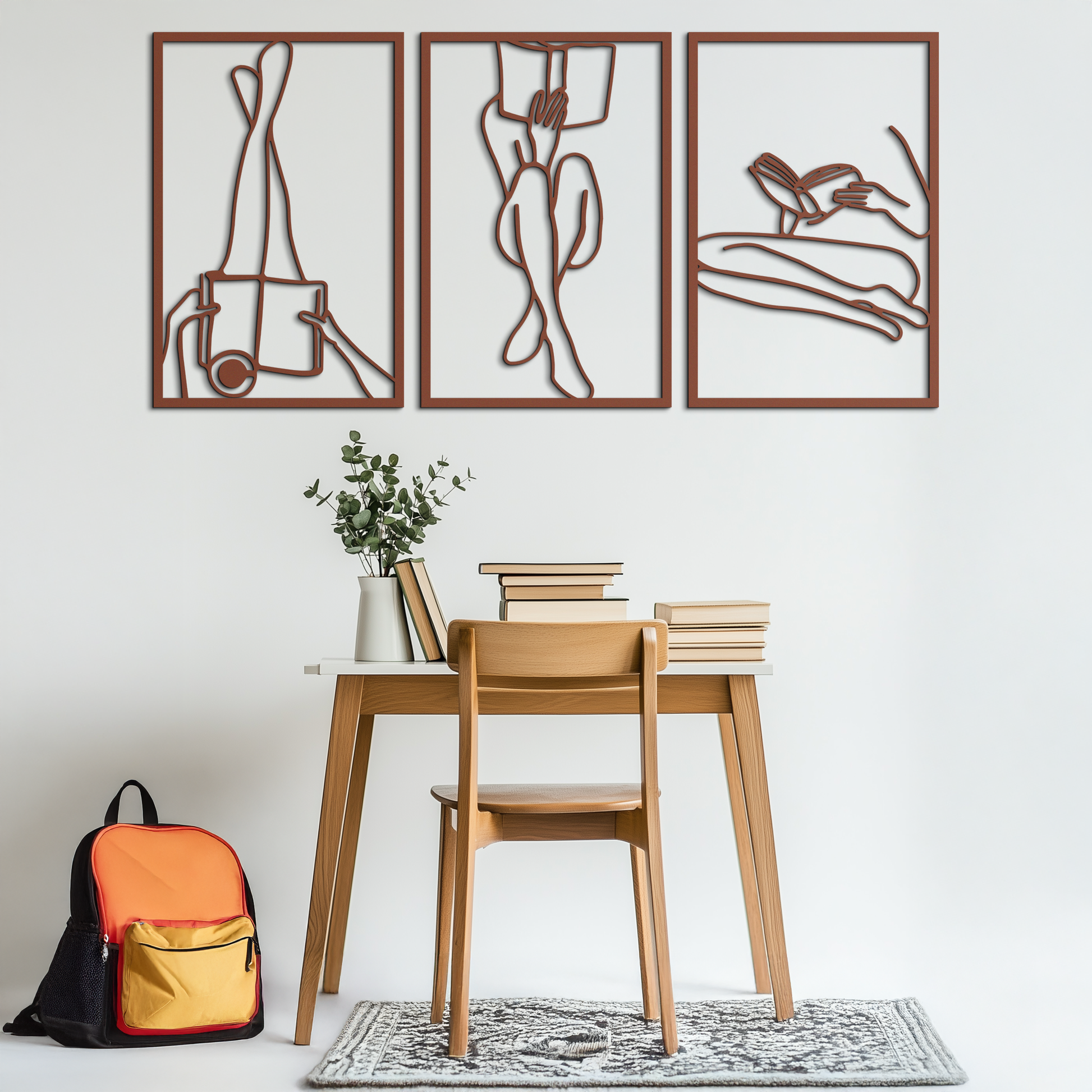 Reading Woman Metal Wall Art - Modern Minimalist Steel Wall Decor - KAF026 - Tampa Home & Garden Store