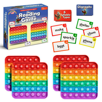 The Reading Digraphs Game by The Fidget Games, colorful rainbow digraph boards and word cards on Tampa Home & Garden Store