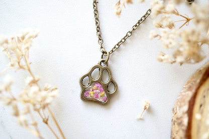 Real Dried Flowers in Resin Necklace, Dog Paw in Pink Yellow White - Tampa Home & Garden Store