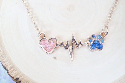 Real Pressed Flowers in Resin, Gold Dog Necklace in Blue and Pink - Tampa Home & Garden Store