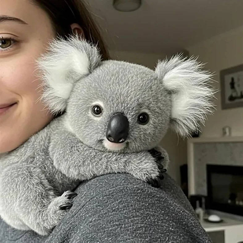 Weighted Koala Plush Toy gray plush stuffed animal with fluffy white ears Moktan Sabai on Tampa Home & Garden Store