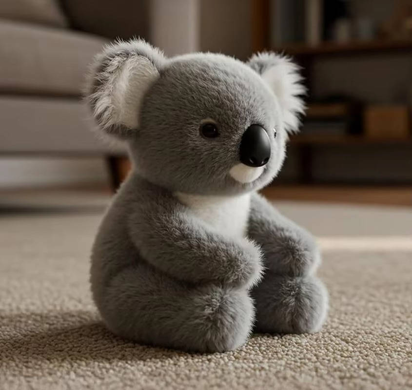 Weighted koala plush toy by Moktan Sabai, gray fluffy stuffed animal on Tampa Home & Garden Store