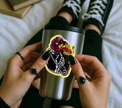 Rebel Heart Punk Sticker: Skeleton Hand, Rose, Safety Pin - Waterproof Die Cut - Tampa Home & Garden Store