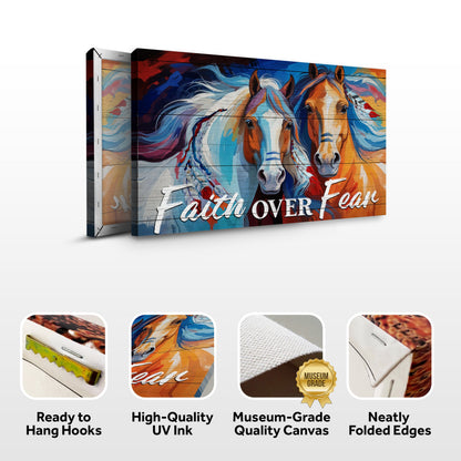 Faith Over Fear Faith Sign IV canvas by Tailored Canvases with colorful horse artwork crafting on Tampa Home & Garden Store