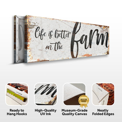 Life Is Better On The Farm Sign IX canvas by Tailored Canvases; rustic sign with script on Tampa Home & Garden Store