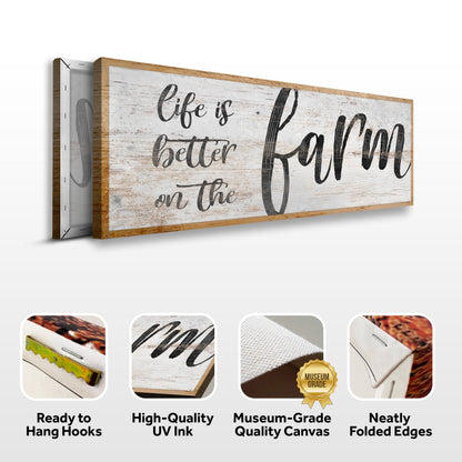Life Is Better On The Farm Sign VII canvas by Tailored Canvases, rustic whitewashed wood design on Tampa Home & Garden Store