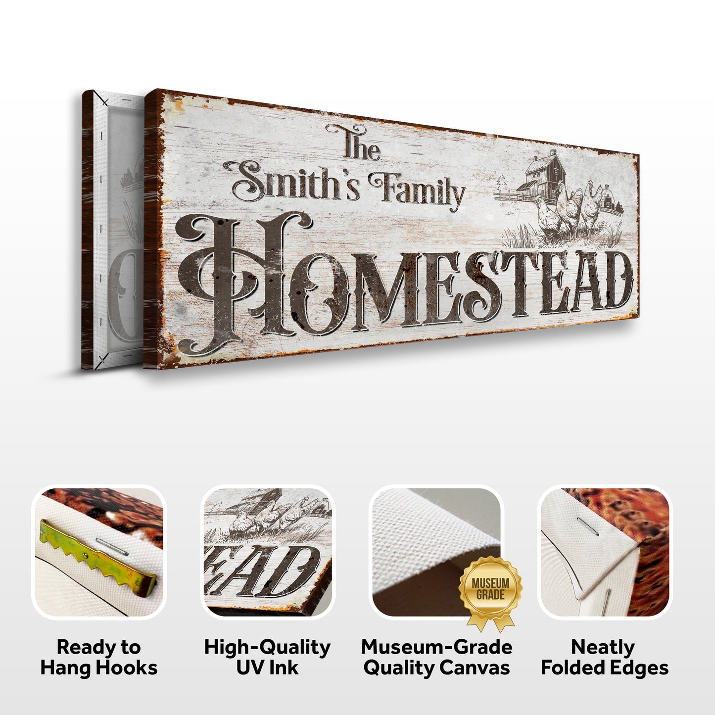 Family Homestead Sign II canvas print with rustic weathered wood and farmhouse scene on Tampa Home & Garden Store