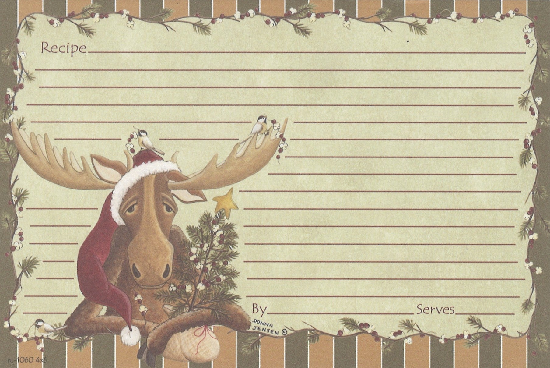 Recipe Cards - 4x6 - Lazy Christmas Moose - Tampa Home & Garden Store