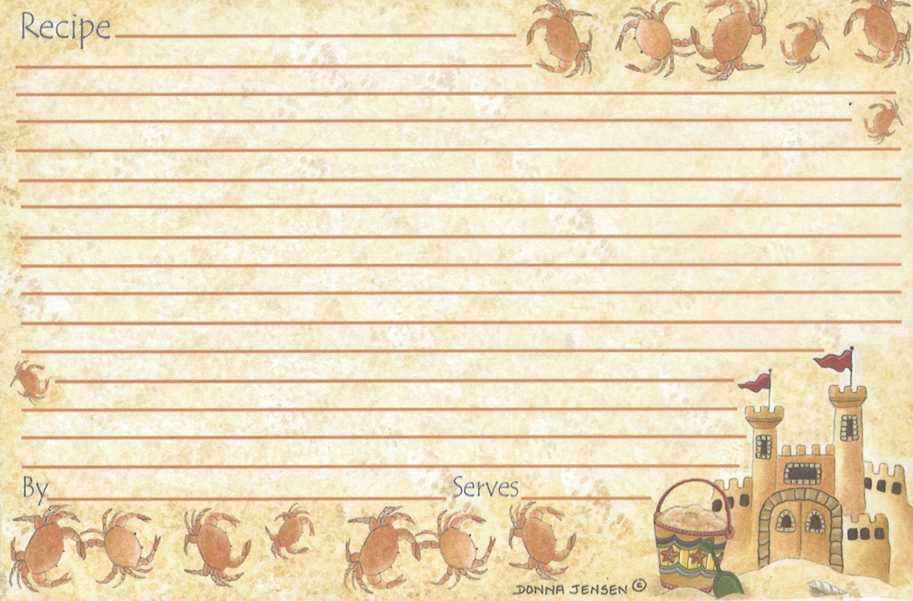 Recipe Cards - 4x6 - Sand Castle Dreams - Tampa Home & Garden Store