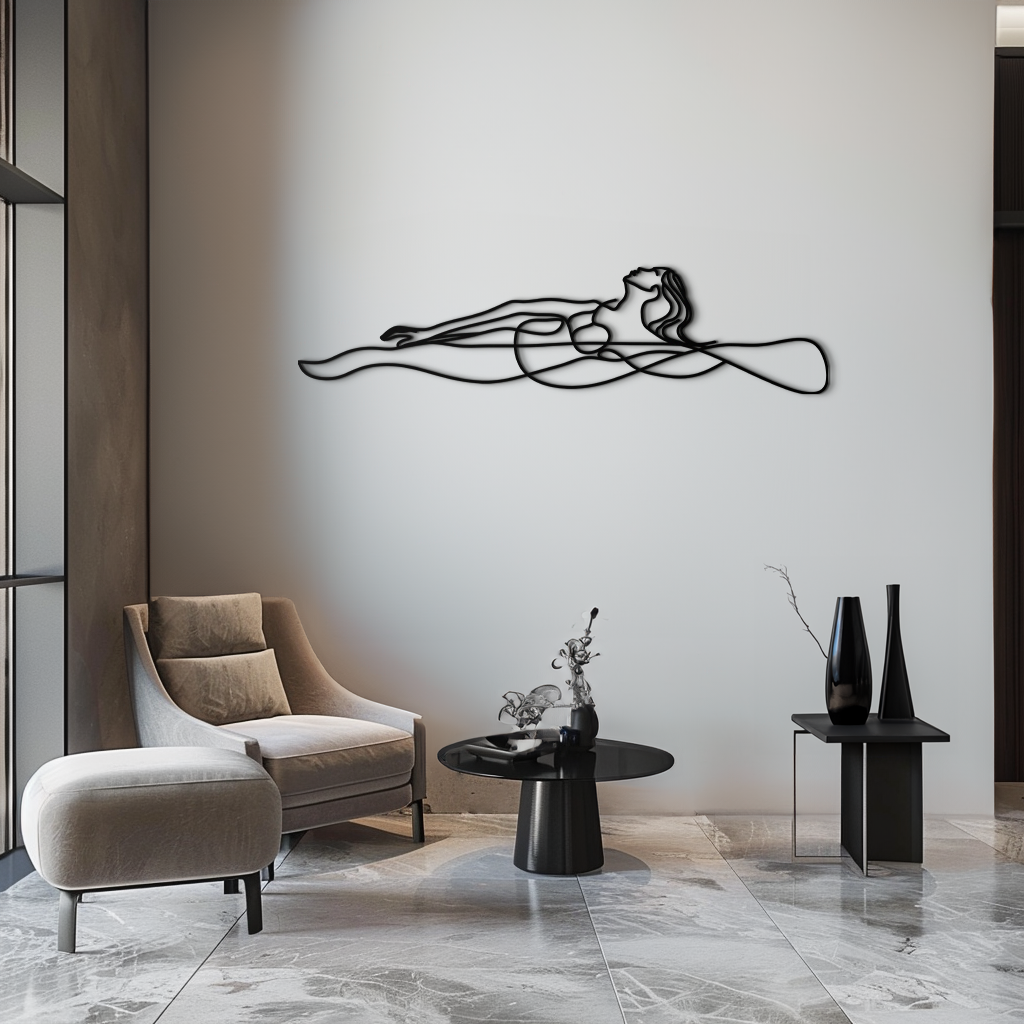 Reclining Woman Metal Wall Art - Minimalist Line Art Decor - KAF079 - Tampa Home & Garden Store