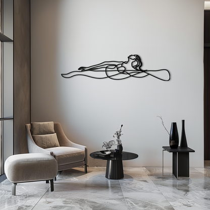 Reclining Woman Metal Wall Art - Minimalist Line Art Decor - KAF079 - Tampa Home & Garden Store