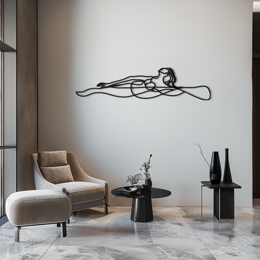 Reclining Woman Metal Wall Art - Minimalist Line Art Decor - KAF079 - Tampa Home & Garden Store