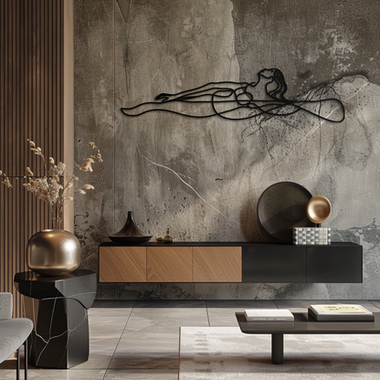 Reclining Woman Metal Wall Art - Minimalist Line Art Decor - KAF079 - Tampa Home & Garden Store