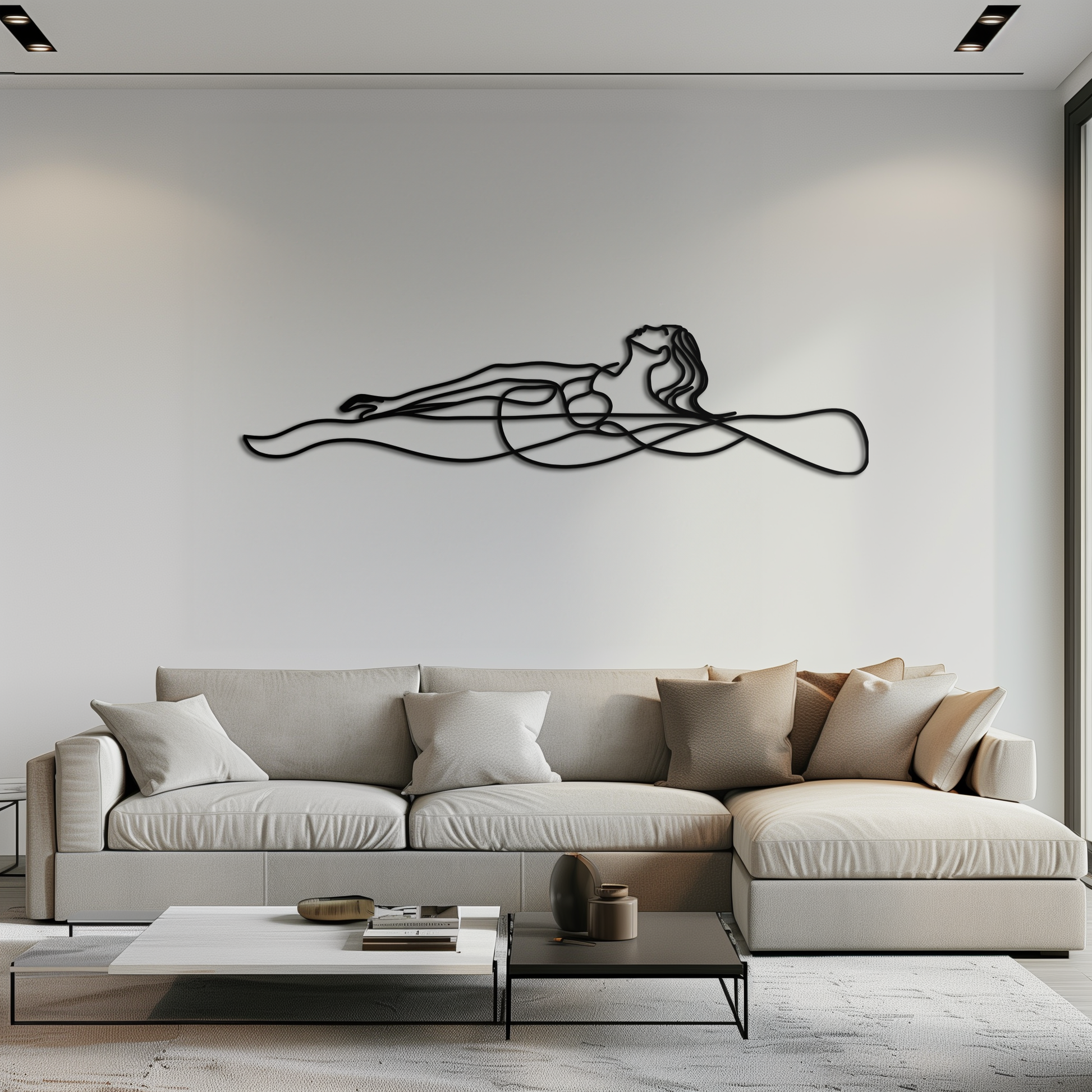 Reclining Woman Metal Wall Art - Minimalist Line Art Decor - KAF079 - Tampa Home & Garden Store