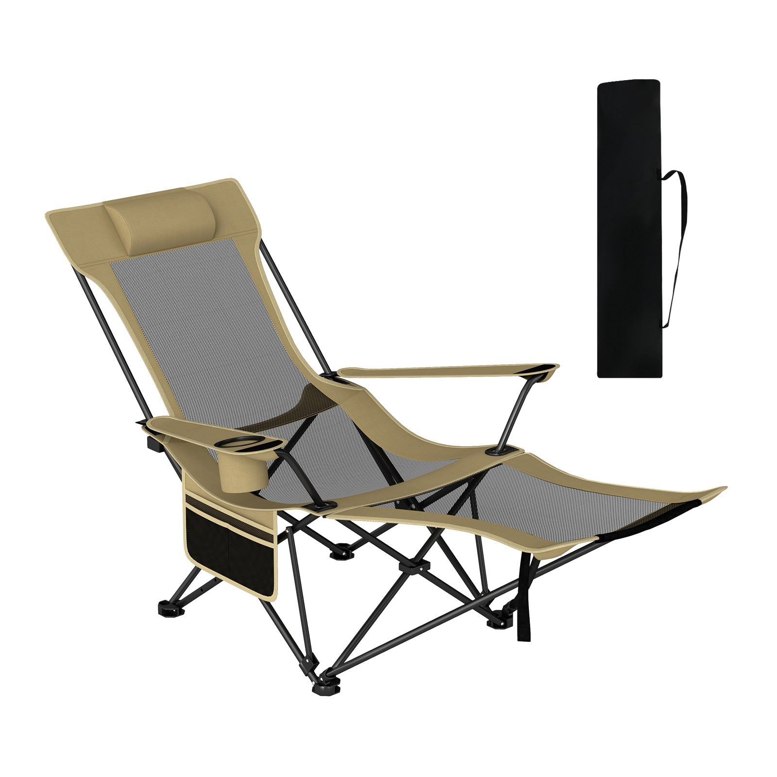 GemGear reclining camping chair with removable footrest and adjustable backrest mesh seat on Tampa Home & Garden Store