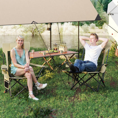 GemGear reclining camping chair with removable footrest and adjustable backrest, beige fabric on Tampa Home & Garden Store