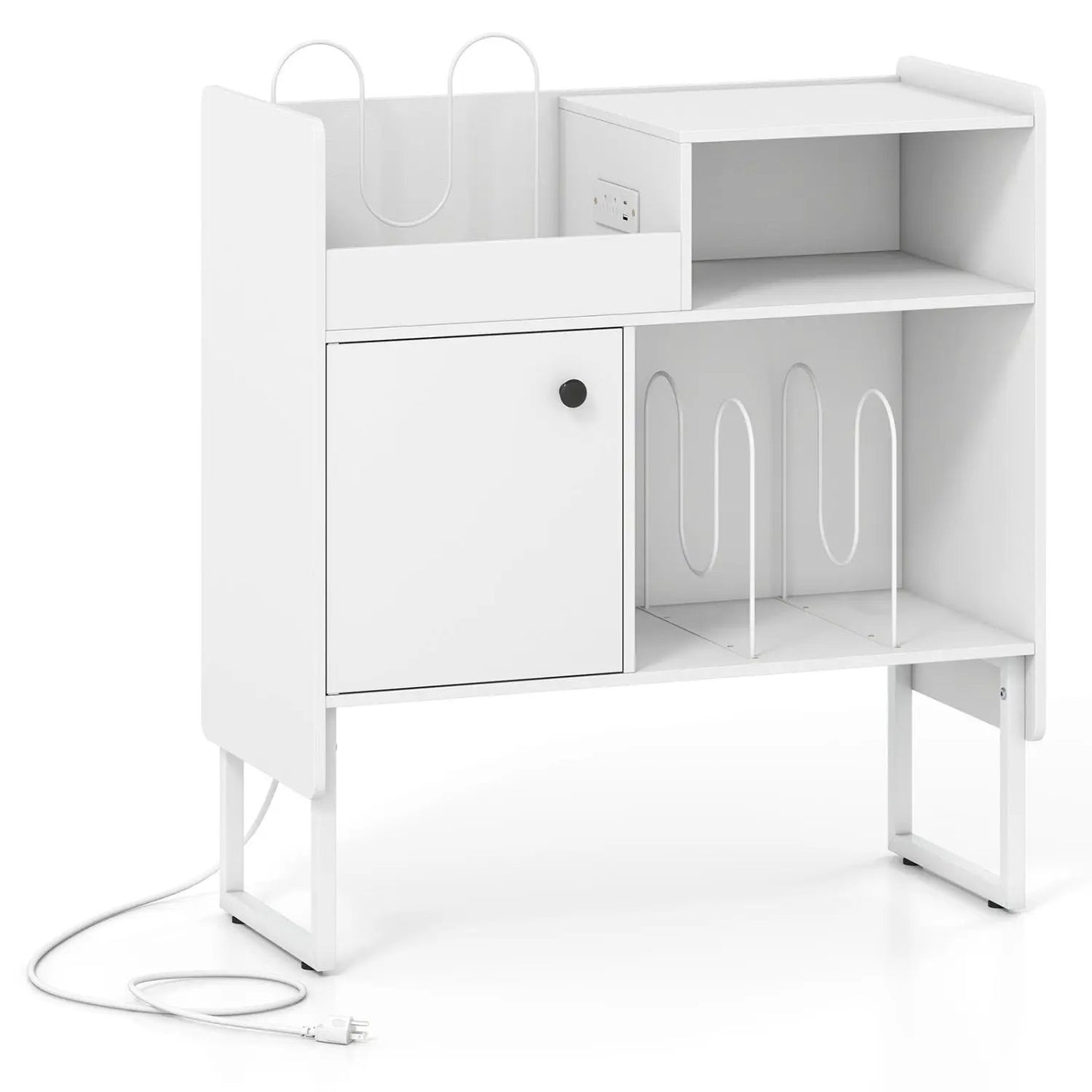 Record Player Stand with Power Outlets and Vinyl