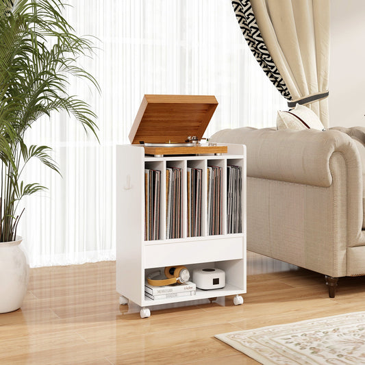 Soporte para tocadiscos con cajón - Blanco