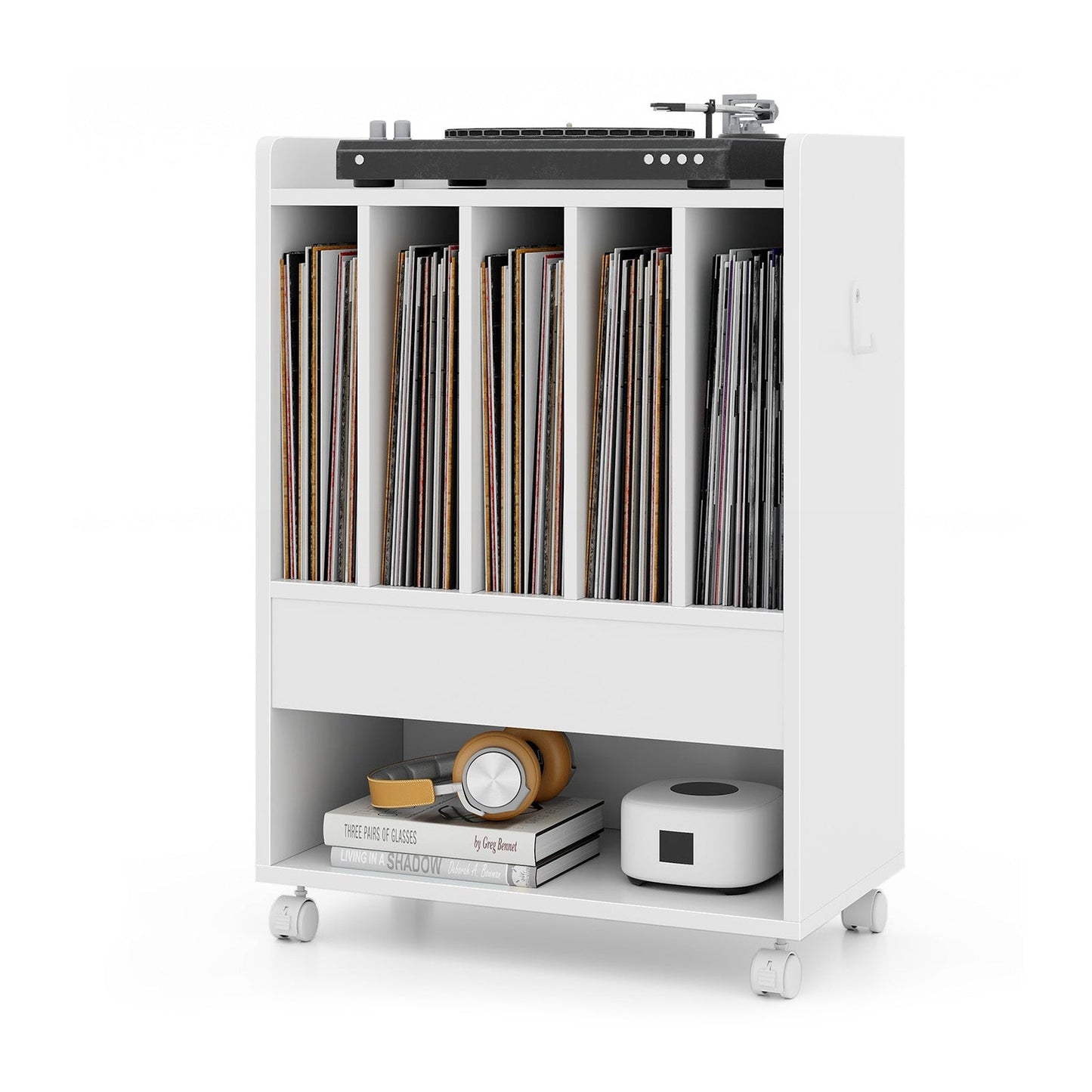 Soporte para tocadiscos con cajón - Blanco