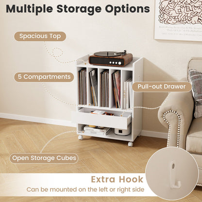 Soporte para tocadiscos con cajón - Blanco