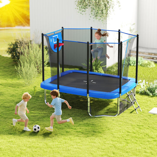 Rectangle Outdoor Trampoline 10 x 8 FT Heavy-Duty Trampoline with Basketball Hoop - Tampa Home & Garden Store