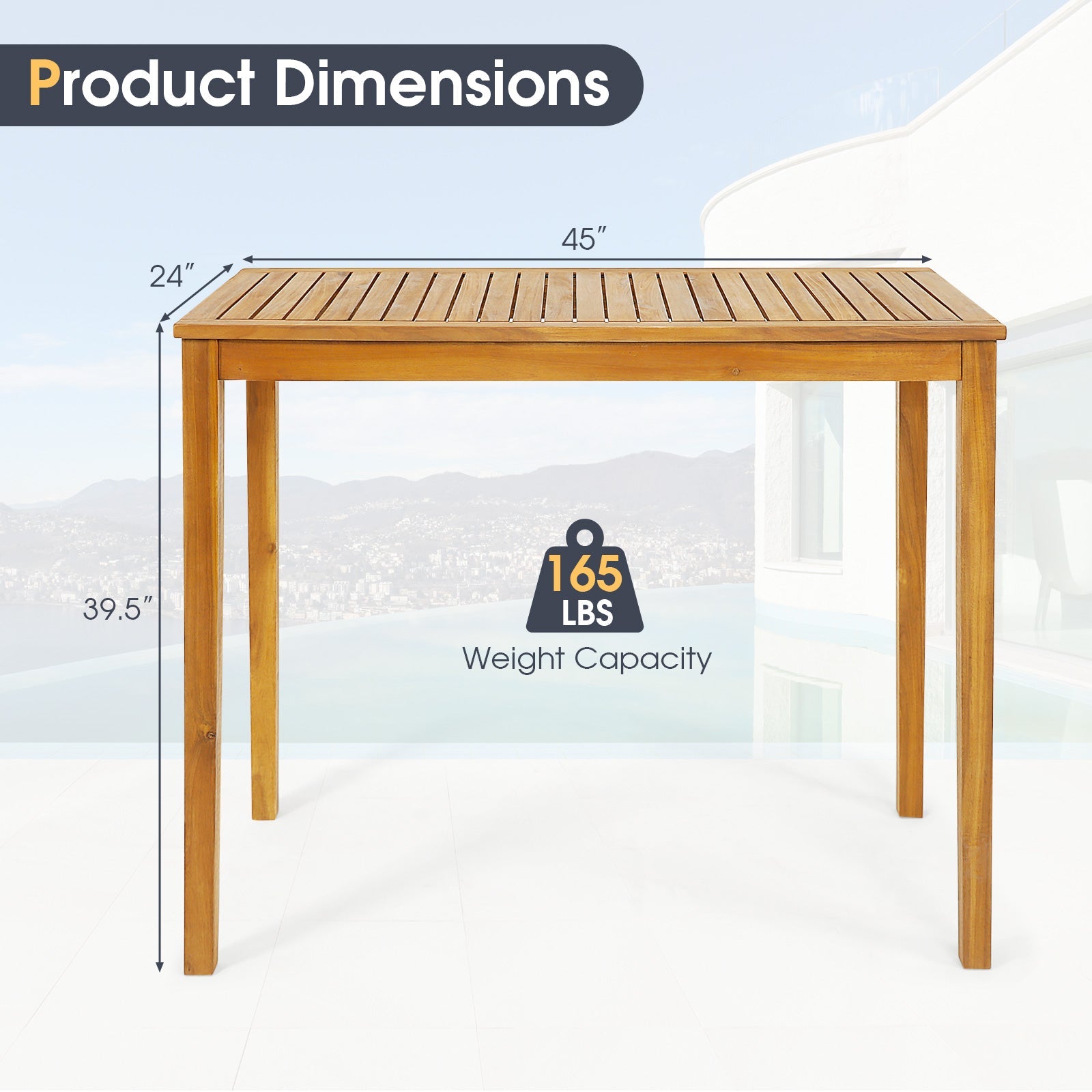 Rectangular Indoor and Outdoor Bar Height Table for Garden - Tampa Home & Garden Store