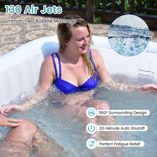 Rectangular Blowup Pool Hottub with 130 Air Jets for 4-6 Person-Black - Tampa Home & Garden Store