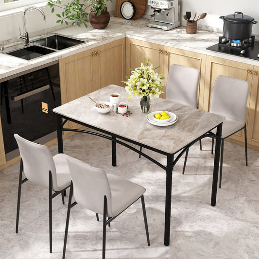 Rectangular Modern Sintered Stone Dining Table for 4 People-Grey - Tampa Home & Garden Store