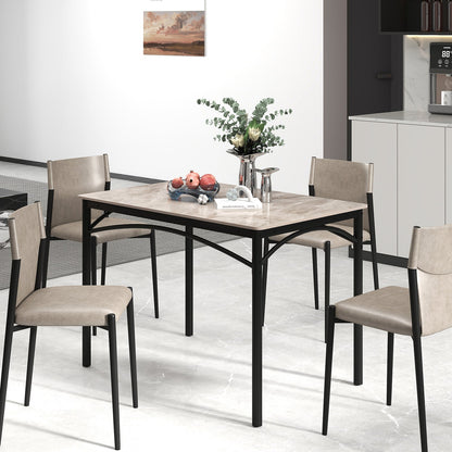 Mesa de comedor rectangular moderna de piedra sinterizada para 4 personas - Gris