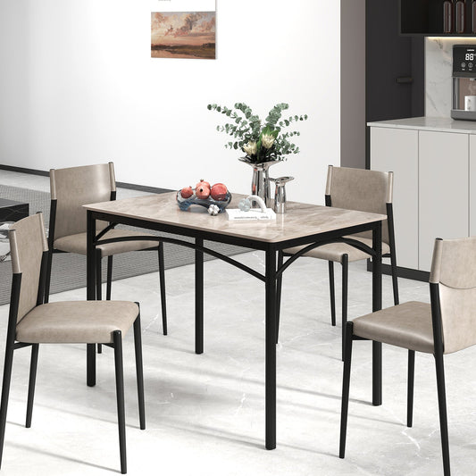 Rectangular Modern Sintered Stone Dining Table for 4 People-Grey - Tampa Home & Garden Store