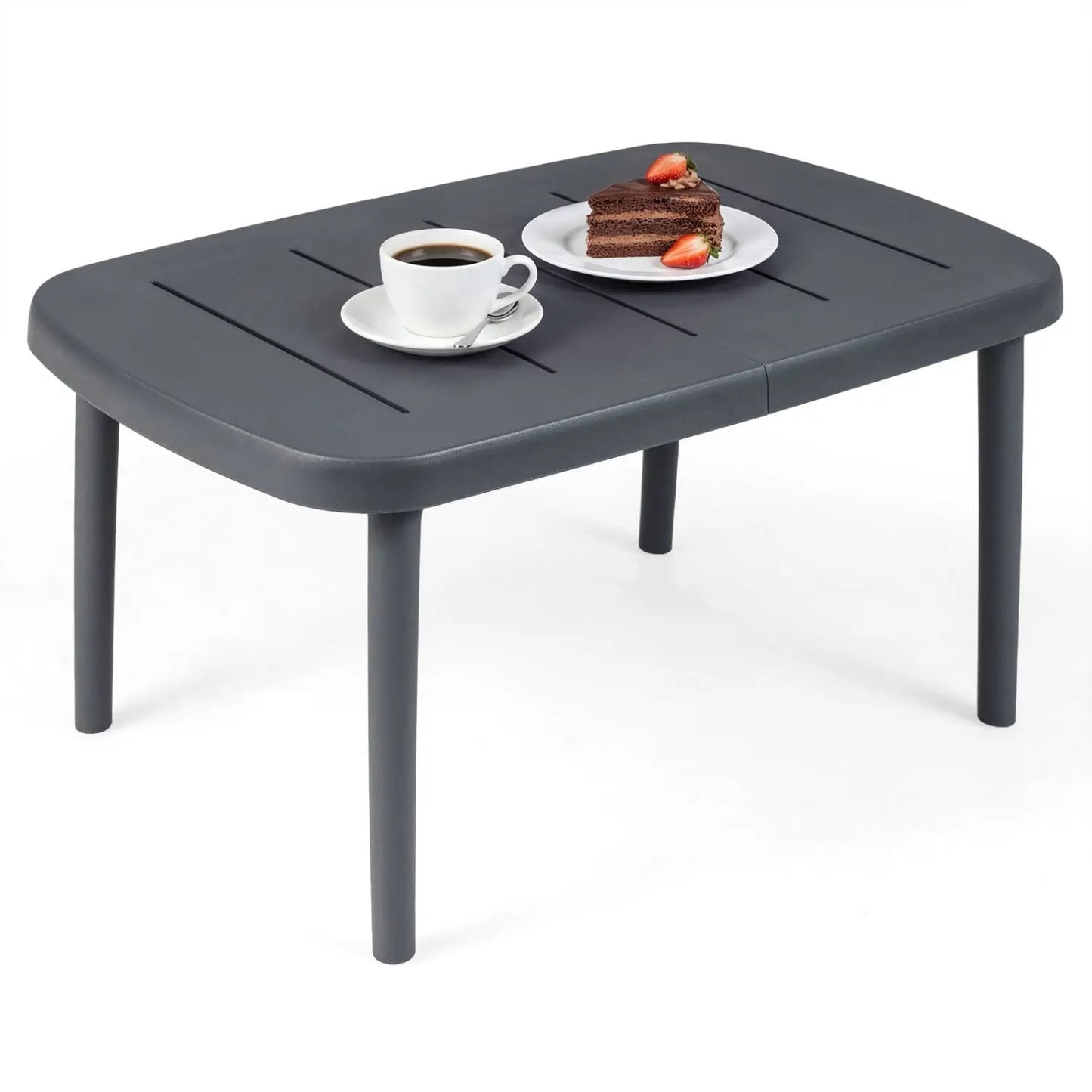 Rectangular Patio Storage Side Table with Aluminum Alloy Rods for Poolside