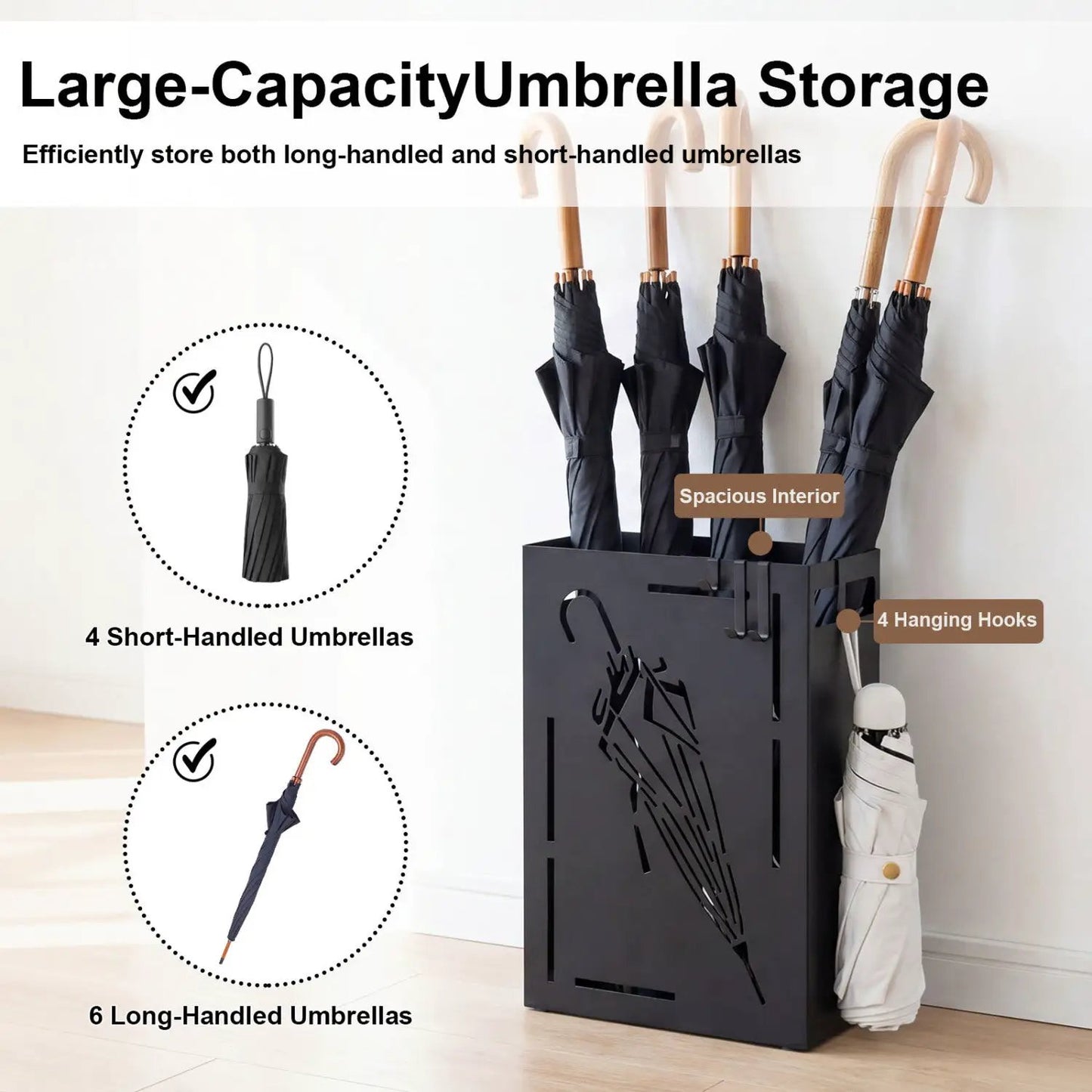 Rectangular Umbrella Stand with Drip Tray