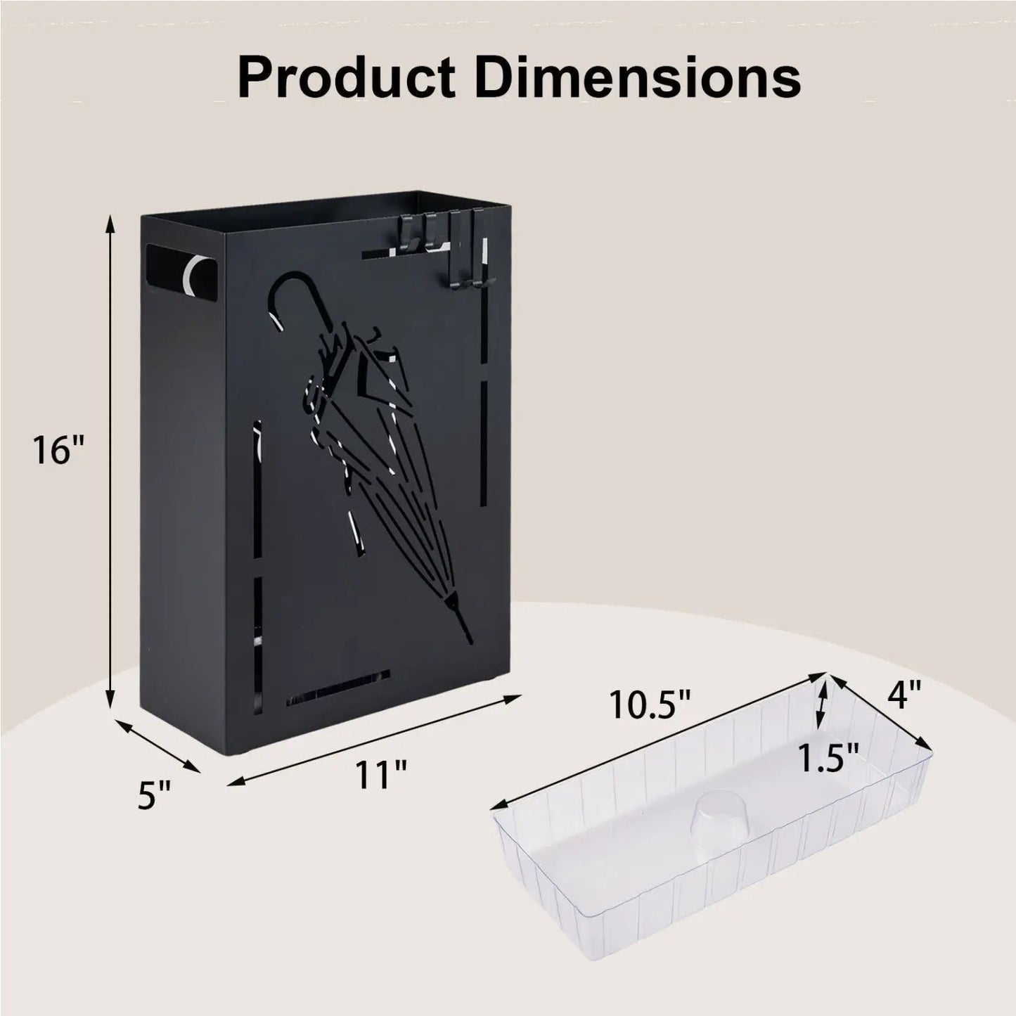 Rectangular Umbrella Stand with Drip Tray