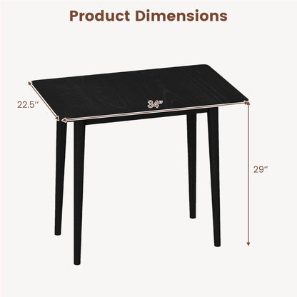 Rectangular Wooden Dining Table for 2-4 34 Inch Farmhouse Solid Wood Kitchen Table