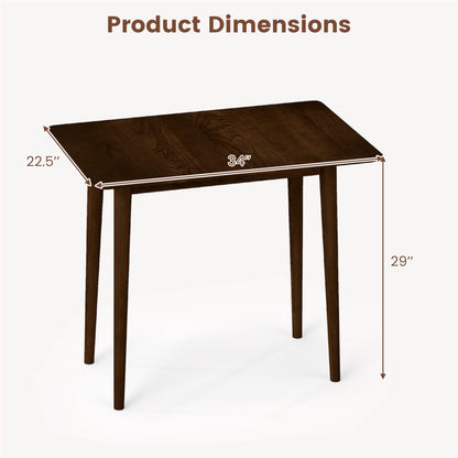 Rectangular Wooden Dining Table for 2-4 34 Inch Farmhouse Solid Wood Kitchen Table
