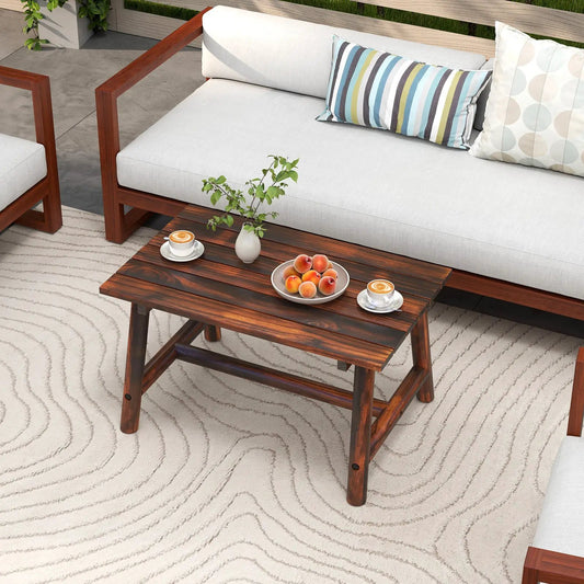 DirectDeals solid wood patio coffee table with slatted tabletop in dark brown on Tampa Home & Garden Store