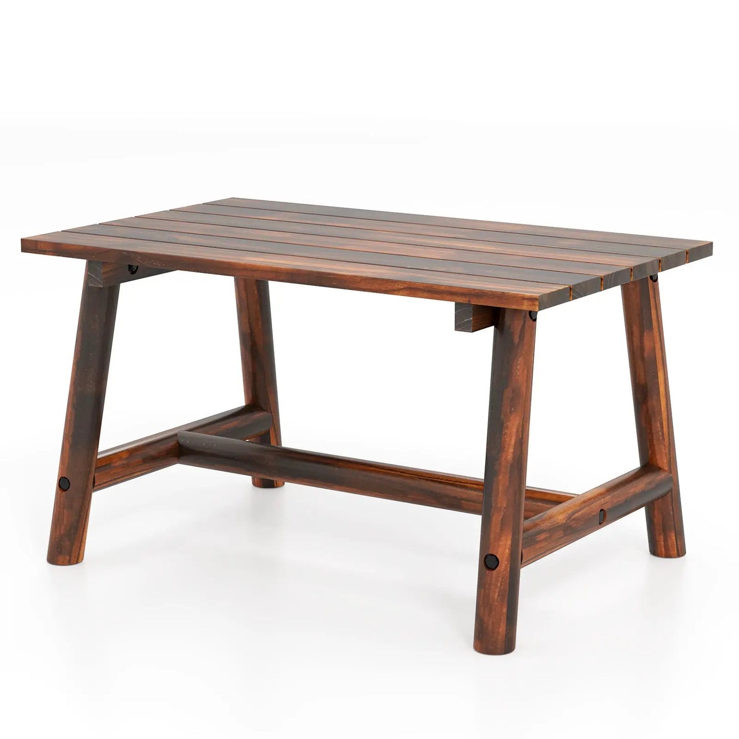 Solid Wood Patio Coffee Table With Slatted Top