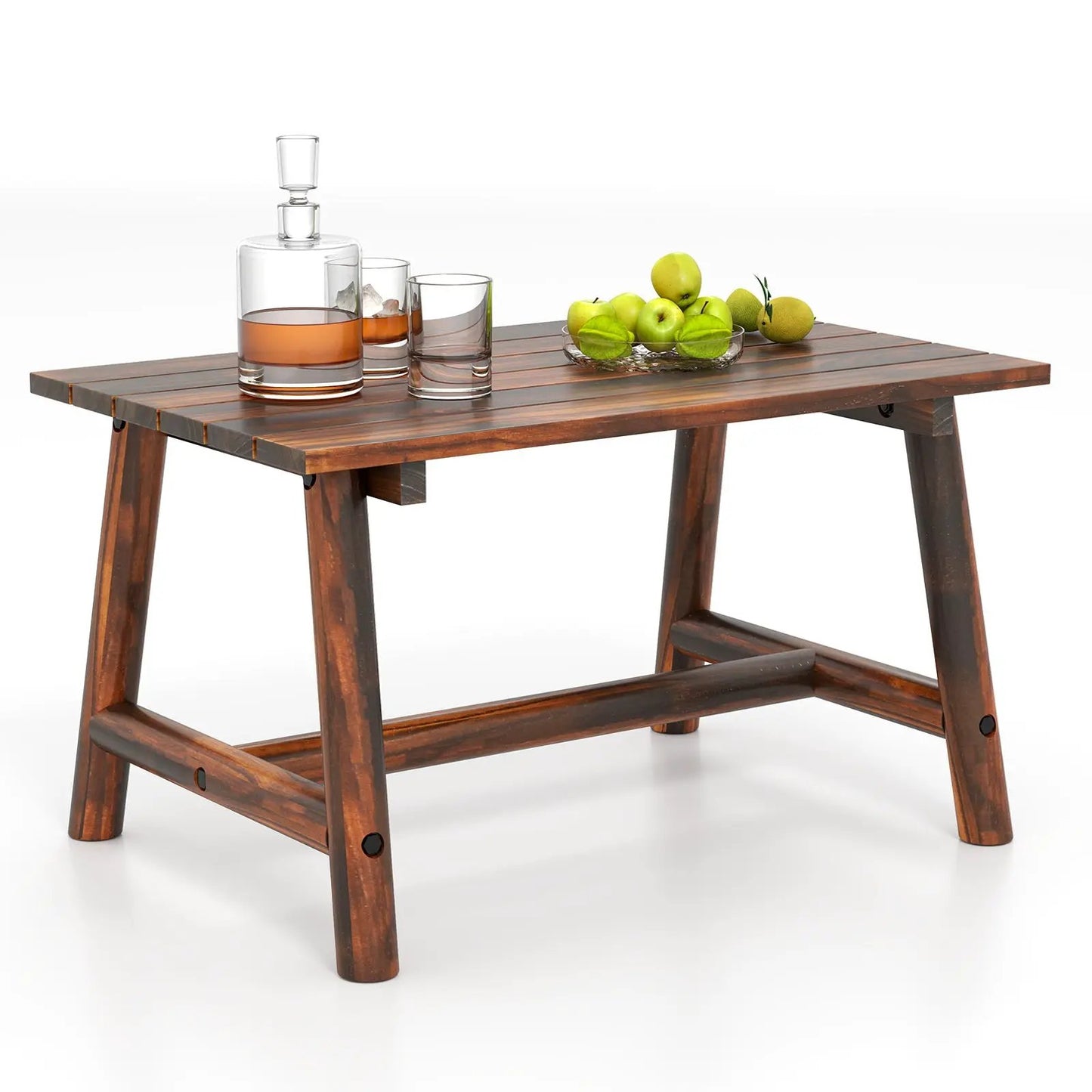 Solid Wood Patio Coffee Table With Slatted Top