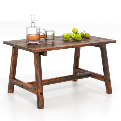 Solid Wood Patio Coffee Table With Slatted Top