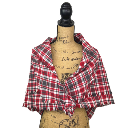 Red, Charcoal Grey and White Plaid Flannel Infinity or Blanket Scarf - Tampa Home & Garden Store