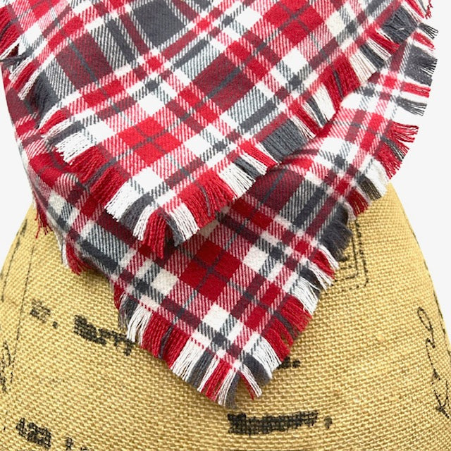 Red, Charcoal Grey and White Plaid Flannel Infinity or Blanket Scarf - Tampa Home & Garden Store