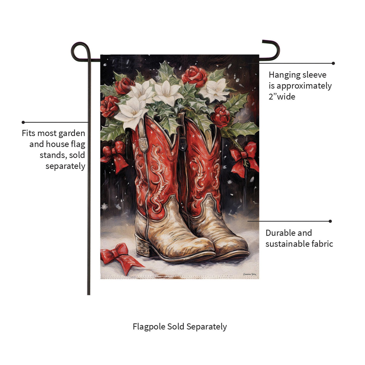Red Christmas Cowboy Boots Suede Garden Flag - Tampa Home & Garden Store